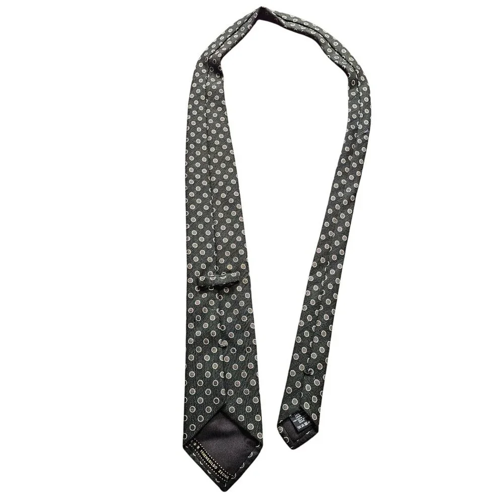 Ermenegildo Zegna Polka Dot Tie Wool Silk‎ Blend Green Italy Luxury Designer